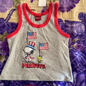 Peanuts Gray and Red Crop Top with Patriotic Snoopy